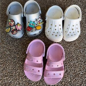 CROCS Kids' Sandals - Silver, White, and Pink